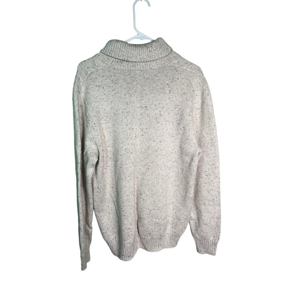 Chaps Mens Showl Neck Pullover Size Large Sweater Speckled Beige Textured Knit - Picture 2 of 6